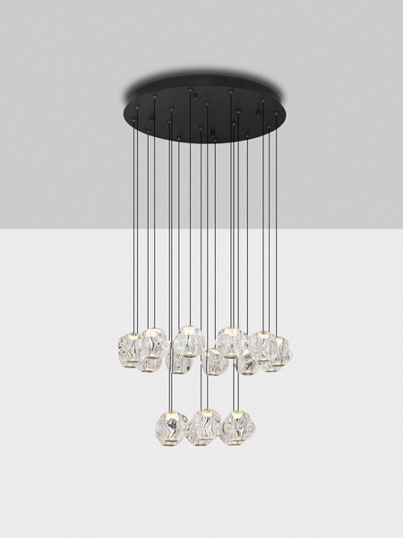 Nova Luce LED Pendelleuchte Ifos dimmbar 87W warmweiss 3000K Schwarz Chrom Metall Ø60cm 9511015