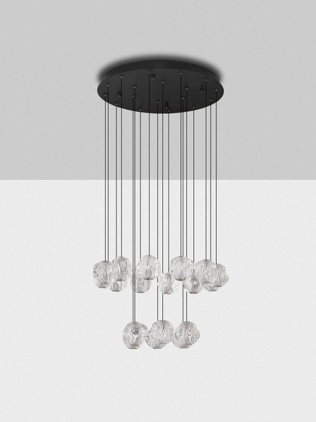 Nova Luce LED Pendelleuchte Ifos dimmbar 87W warmweiss 3000K Schwarz Chrom Metall Ø60cm 9511015