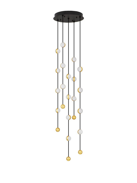 Nova Luce LED Pendelleuchte Alcinoe dimmbar 64W warmweiss 3000K Schwarz Gold Aluminium Ø38cm 9511018