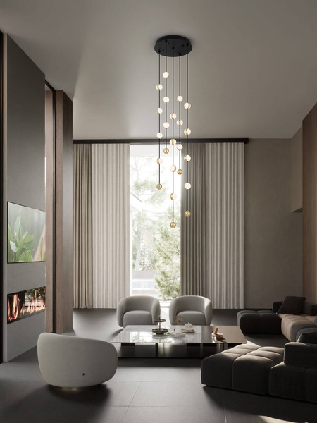 Nova Luce LED Pendelleuchte Alcinoe dimmbar 64W warmweiss 3000K Schwarz Gold Aluminium Ø38cm 9511018