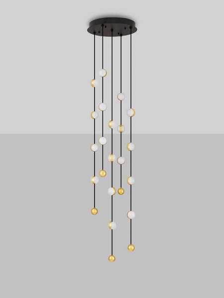 Nova Luce LED Pendelleuchte Alcinoe dimmbar 64W warmweiss 3000K Schwarz Gold Aluminium Ø38cm 9511018