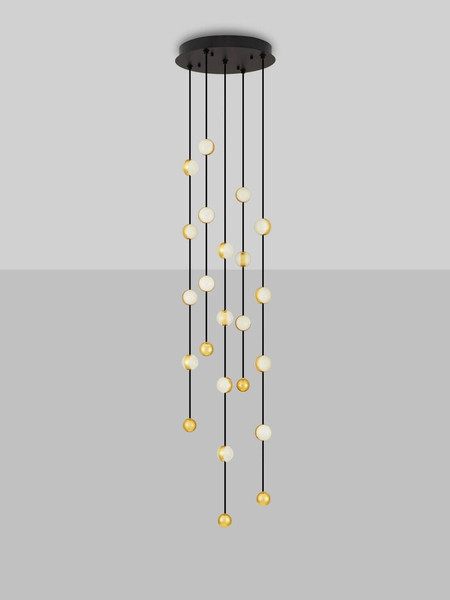Nova Luce LED Pendelleuchte Alcinoe dimmbar 64W warmweiss 3000K Schwarz Gold Aluminium Ø38cm 9511018