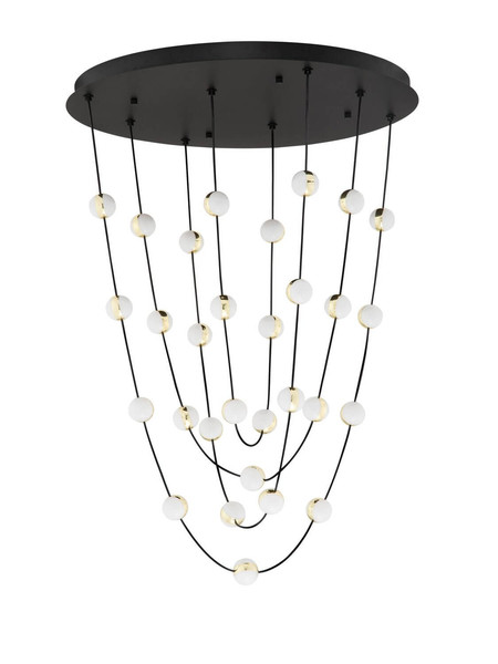 Nova Luce LED Pendelleuchte Alcinoe dimmbar 102W warmweiss 3000K Schwarz Gold Aluminium Ø84cm 9511019