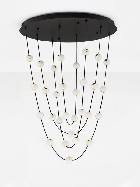 Nova Luce LED Pendelleuchte Alcinoe dimmbar 102W warmweiss 3000K Schwarz Gold Aluminium Ø84cm 9511019