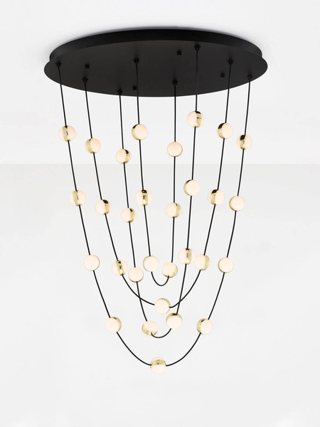 Nova Luce LED Pendelleuchte Alcinoe dimmbar 102W warmweiss 3000K Schwarz Gold Aluminium Ø84cm 9511019