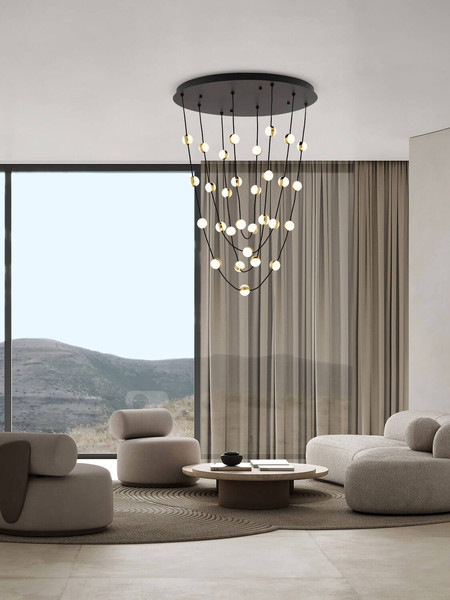 Nova Luce LED Pendelleuchte Alcinoe dimmbar 102W warmweiss 3000K Schwarz Gold Aluminium Ø84cm 9511019