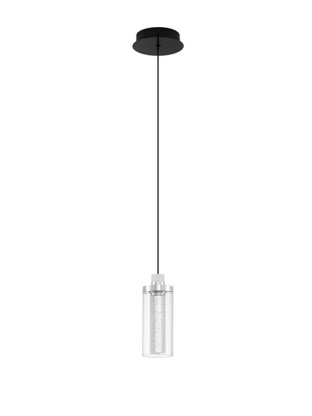 Nova Luce LED Pendelleuchte Lune 9W warmweiss 3000K Schwarz Chrom Stahl Glas Ø14cm 9520010