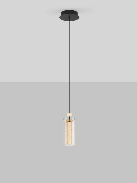 Nova Luce LED Pendelleuchte Lune 9W warmweiss 3000K Schwarz Chrom Stahl Glas Ø14cm 9520010