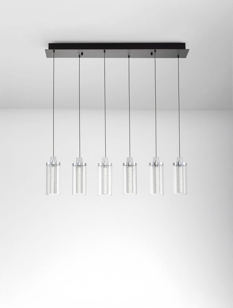 Nova Luce LED Pendelleuchte Lune dimmbar 44W warmweiss 3000K Schwarz Chrom Stahl Glas 81x20cm 9520012