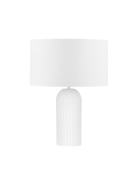 Nova Luce Tischleuchte Ammos E27 Weiß Textil Gips Ø35cm 9540243
