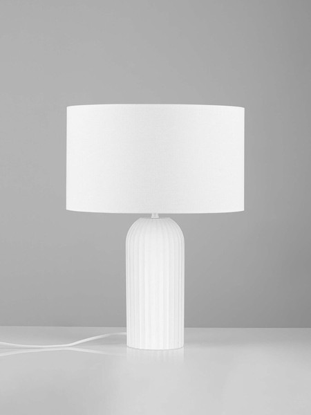 Nova Luce Tischleuchte Ammos E27 Weiß Textil Gips Ø35cm 9540243