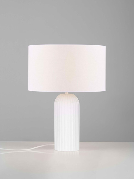 Nova Luce Tischleuchte Ammos E27 Weiß Textil Gips Ø35cm 9540243