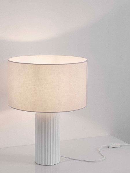 Nova Luce Tischleuchte Ammos E27 Weiß Textil Gips Ø35cm 9540243