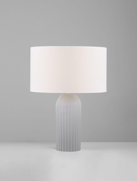 Nova Luce Tischleuchte Ammos E27 Grau Weiß Textil Beton Ø35cm 9540244