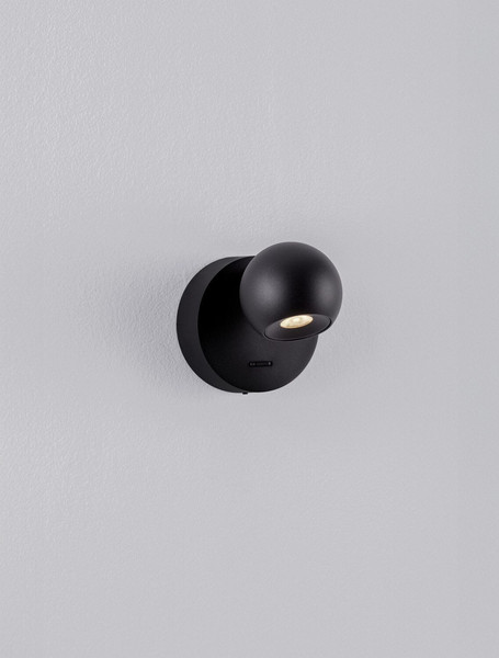 Nova Luce LED Wandleuchte Sfera schwenkbar 6W warmweiss 3000K Schwarz Aluminium Ø9cm 9540255
