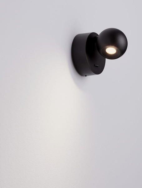 Nova Luce LED Wandleuchte Sfera schwenkbar 6W warmweiss 3000K Schwarz Aluminium Ø9cm 9540255
