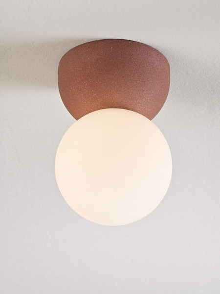 Nova Luce Deckenleuchte Zero G9 Rot Opal Glas Beton Ø8cm 9577016