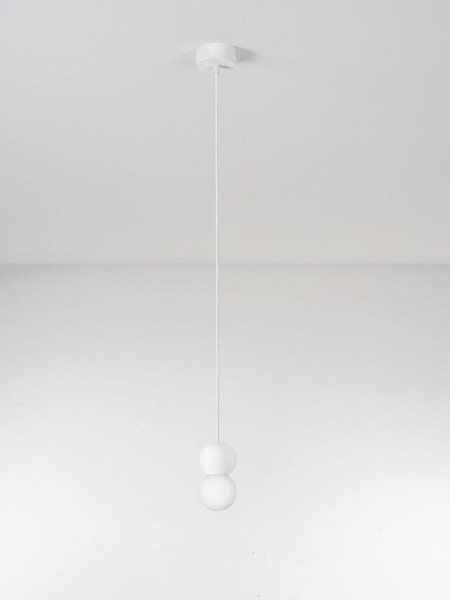 Nova Luce Pendelleuchte Zero 2-flammig 2xG9 Weiß Opal Glas Gips Ø8cm 9577017