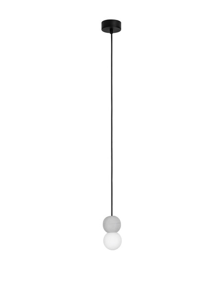 Nova Luce Pendelleuchte Zero 2-flammig 2xG9 Grau Opal Glas Beton Ø8cm 9577018