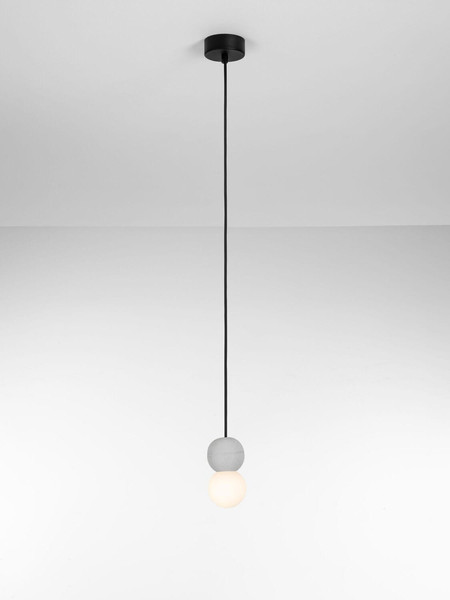 Nova Luce Pendelleuchte Zero 2-flammig 2xG9 Grau Opal Glas Beton Ø8cm 9577018