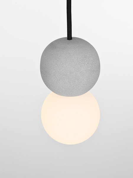 Nova Luce Pendelleuchte Zero 2-flammig 2xG9 Grau Opal Glas Beton Ø8cm 9577018