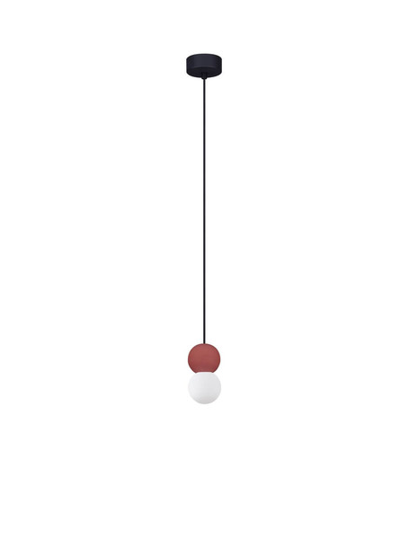 Nova Luce Pendelleuchte Zero 2-flammig 2xG9 Rot Opal Glas Beton Ø8cm 9577019