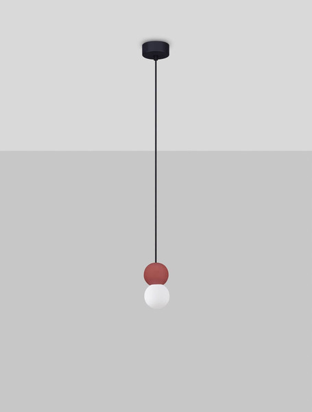 Nova Luce Pendelleuchte Zero 2-flammig 2xG9 Rot Opal Glas Beton Ø8cm 9577019