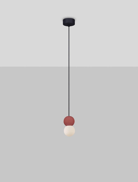 Nova Luce Pendelleuchte Zero 2-flammig 2xG9 Rot Opal Glas Beton Ø8cm 9577019