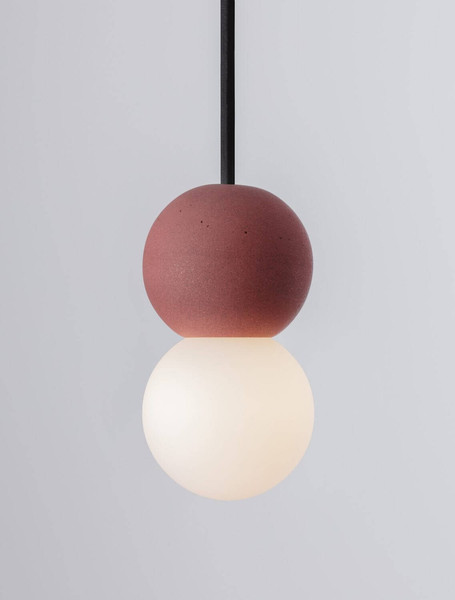 Nova Luce Pendelleuchte Zero 2-flammig 2xG9 Rot Opal Glas Beton Ø8cm 9577019