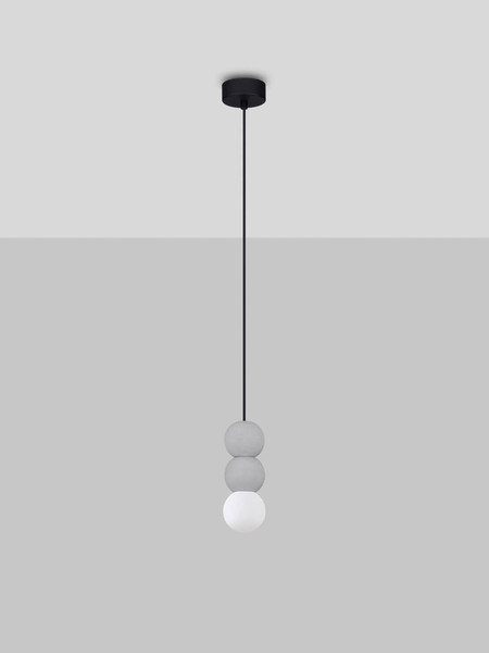 Nova Luce Pendelleuchte Zero 3-flammig 3xG9 Grau Opal Glas Beton Ø8cm 9577021