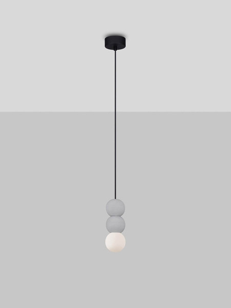 Nova Luce Pendelleuchte Zero 3-flammig 3xG9 Grau Opal Glas Beton Ø8cm 9577021