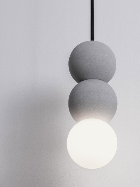 Nova Luce Pendelleuchte Zero 3-flammig 3xG9 Grau Opal Glas Beton Ø8cm 9577021