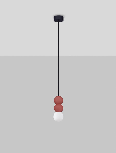 Nova Luce Pendelleuchte Zero 3-flammig 3xG9 Rot Opal Glas Beton Ø8cm 9577022
