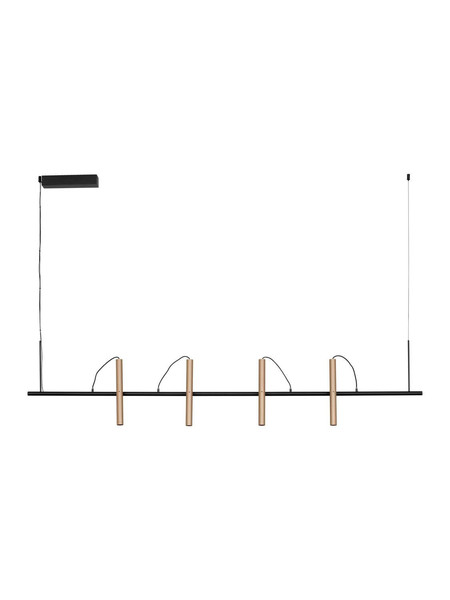 Nova Luce LED Pendelleuchte Prato dimmbar 33W warmweiss 3000K Champagnergold Schwarz Aluminium 150x9cm 9580925