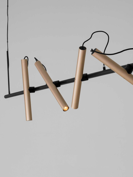 Nova Luce LED Pendelleuchte Prato dimmbar 33W warmweiss 3000K Champagnergold Schwarz Aluminium 150x9cm 9580925