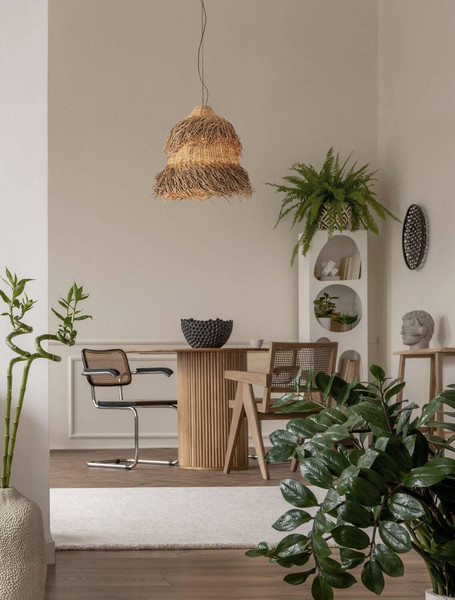 Nova Luce Pendelleuchte Hay 3-flammig 3xE27 Natur Rattan Ø55cm 9586514