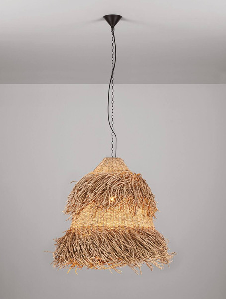 Nova Luce Pendelleuchte Hay 3-flammig 3xE27 Natur Rattan Ø55cm 9586514