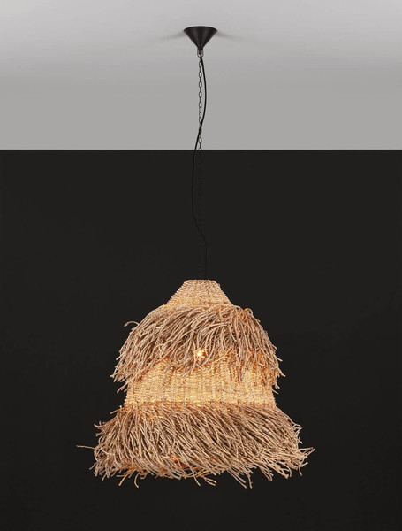 Nova Luce Pendelleuchte Hay 3-flammig 3xE27 Natur Rattan Ø55cm 9586514