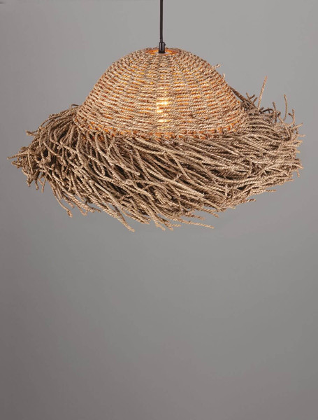 Nova Luce Pendelleuchte Natu 3-flammig 3xE27 Natur Seegras Ø52,5cm 9586515