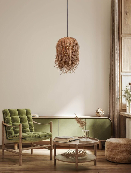 Nova Luce Pendelleuchte Hay E27 Natur Rattan Ø35cm 9586517