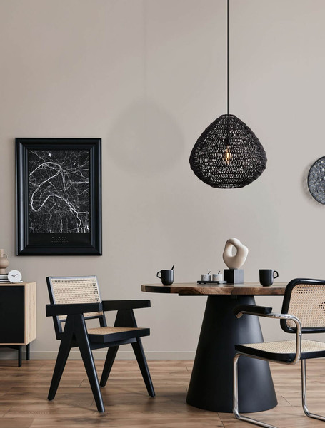 Nova Luce Pendelleuchte Melody E27 Schwarz Rattan Ø50cm 9586518