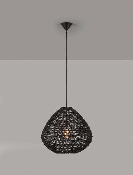 Nova Luce Pendelleuchte Melody E27 Schwarz Rattan Ø50cm 9586518