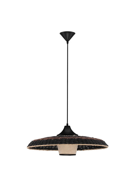 Nova Luce Pendelleuchte Capa E27 Natur Schwarz Braun Rattan Ø60cm 9586519
