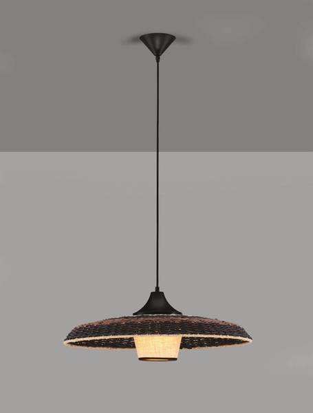 Nova Luce Pendelleuchte Capa E27 Natur Schwarz Braun Rattan Ø60cm 9586519
