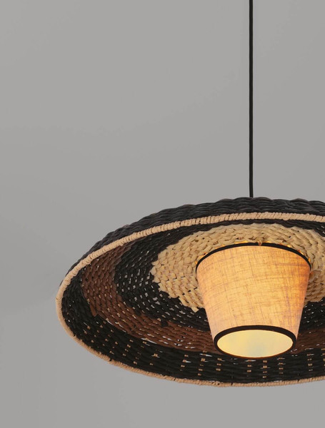 Nova Luce Pendelleuchte Capa E27 Natur Schwarz Braun Rattan Ø60cm 9586519