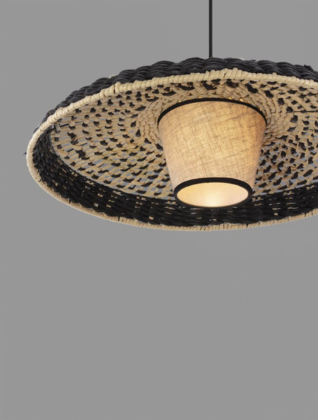 Nova Luce Pendelleuchte Capa E27 Natur Schwarz Rattan Ø60cm 9586520