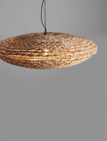 Nova Luce Pendelleuchte Bola E27 Schwarz Beige Textil Rattan Ø85cm 9586522