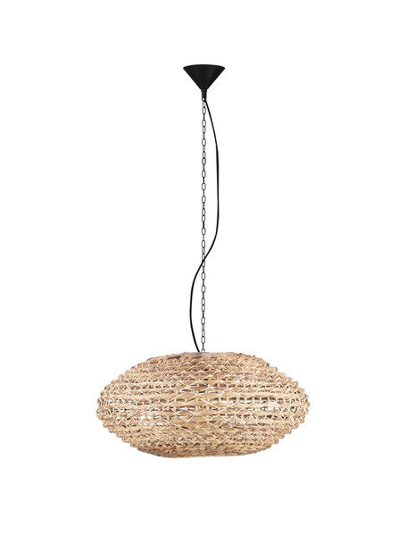 Nova Luce Pendelleuchte Bola E27 Schwarz Beige Textil Rattan Ø58cm 9586523