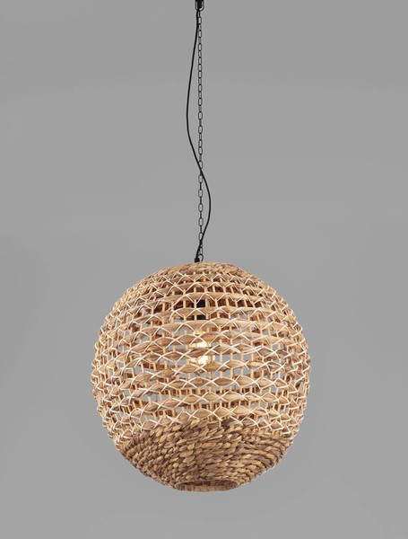 Nova Luce Pendelleuchte Bola E27 Schwarz Beige Textil Rattan Ø50cm 9586524