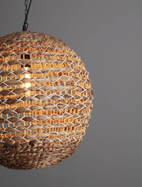 Nova Luce Pendelleuchte Bola E27 Schwarz Beige Textil Rattan Ø50cm 9586524